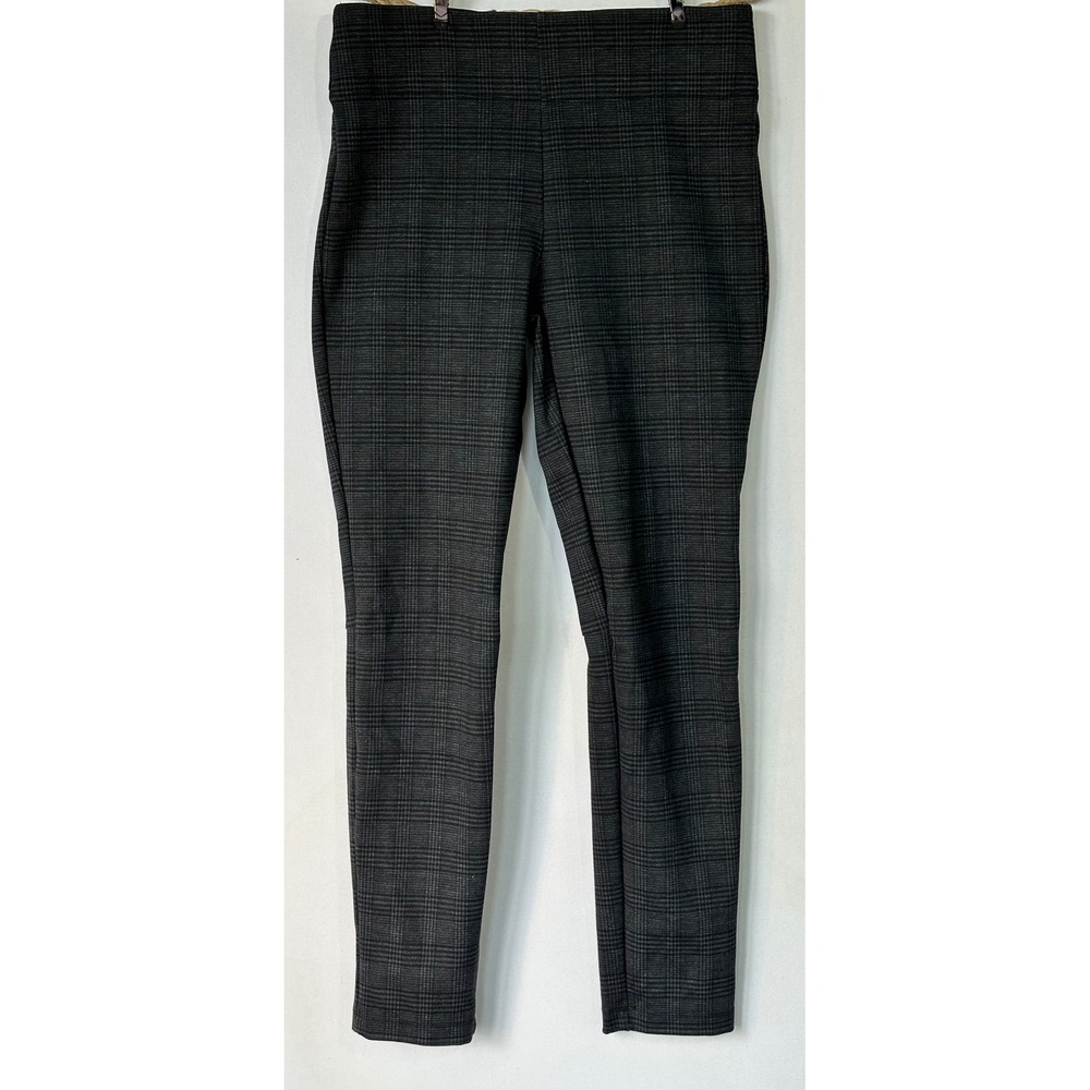 Max Studio Leggings Plaid Pull On Pants Comfort Women S Grey Excellent
